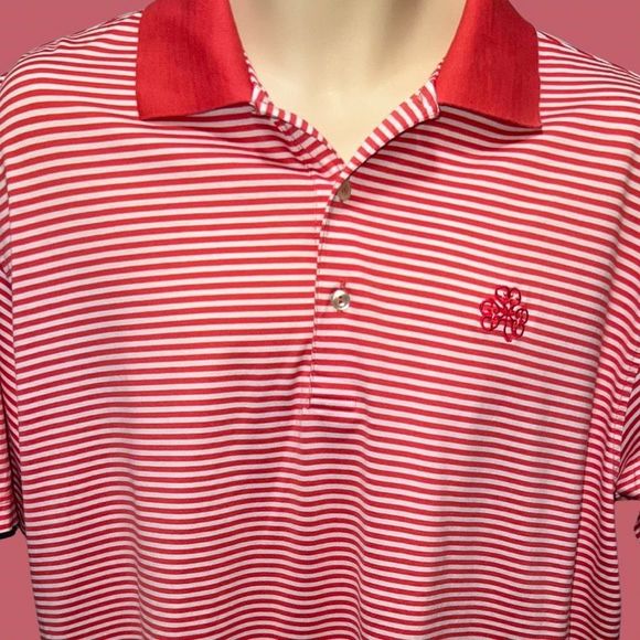 Peter Millar Erin Hills Red Stripe Golf Polo Size Large - Picture 3 of 5